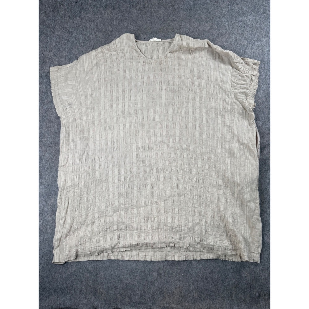 Grade & Gather Top Women S/M Beige Gauze Textured Oversized Boho Coastal Tunic